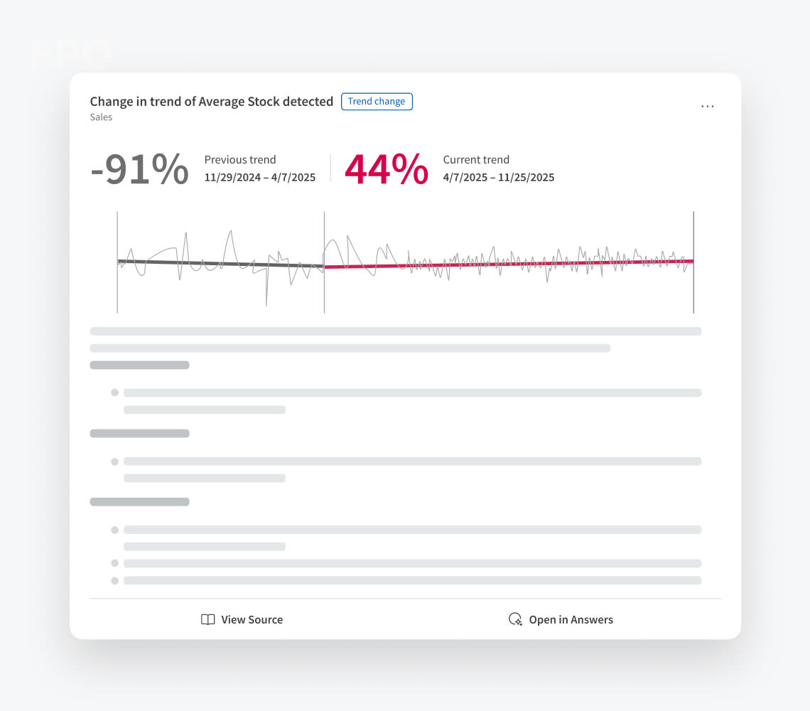 Analytics dashboard showing a line chart with a trend change.