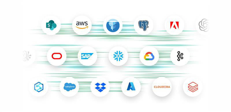 An assortment of logos set against a white backdrop