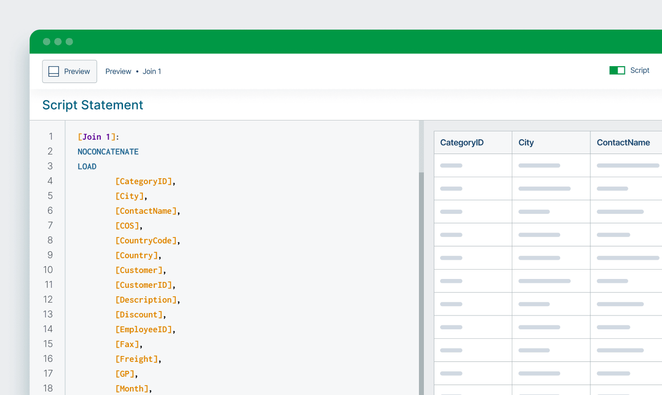 Visual of Qlik Data Preparation screen
